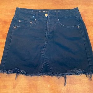 AE Black Denim Mini Skirt Mid Rise